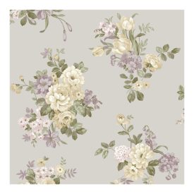 Fiori Country 8 - Szürke alapon virágcsokros tapéta 12301