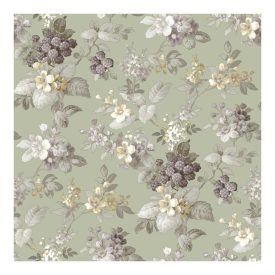 Fiori Country 8 - Zöld alapon virágcsokros tapéta 12305