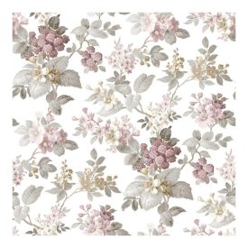   Fiori Country 8 - Fehér alapon mályva-aranya színű virágos tapéta 12308