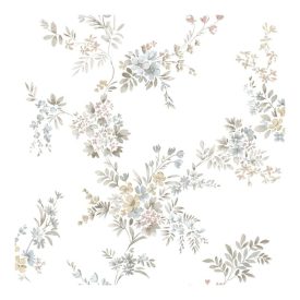 Fiori Country 8 - Fehér alapon kék virágos tapéta 12311