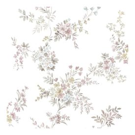 Fiori Country 8 - Rózsaszín-arany virágos tapéta 12313