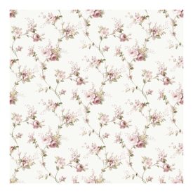   Fiori Country 8 - Fehér alapon kis rózsaszín -mályva virágos tapéta