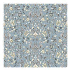   Fiori Country 8 - Kék alapon krém színű virágos tapéta 12326