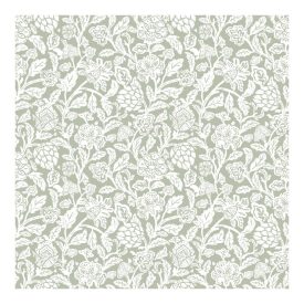   Fiori Country 8- Zöld alapon fehér nagy virágos tapéta 12345