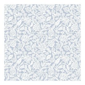   Fiori Country 8 - Kék alapon fehér nagy virágos tapéta 12346