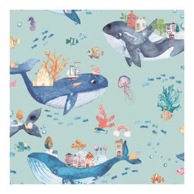 Dream - Bálna város -  kékeszöld színű tapéta 13221