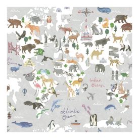 Dream -Állatos világtérkép Szörke színű tapéta 13252