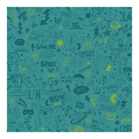 Dream - Firkált Zöldeskék-sárga tapéta 13341