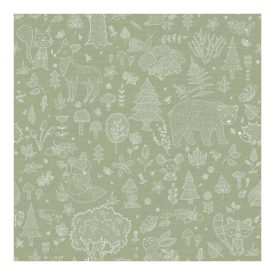 Happy - Erdő állatai zöld tapéta 14805