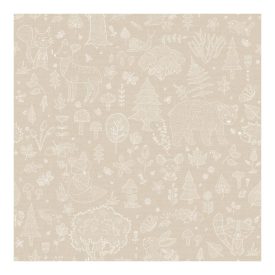 Happy - Erdő állatai világos barna tapéta 14809