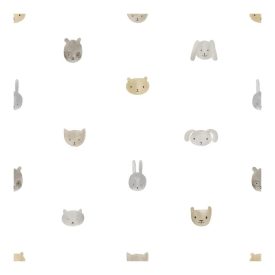Happy - Állat fejek fehér,szürke tapéta 14811