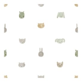 Happy - Állat fejek fehér,zöld tapéta 14812