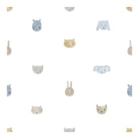 Happy - Állat fejek fehér,kék tapéta 14813