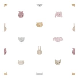 Happy - Állat fejek fehér,rózsaszín tapéta 14814