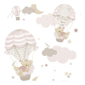 Happy - Hőlégballonos Macik Rózsaszín tapéta 14818