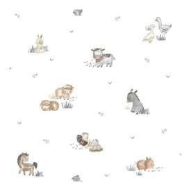 Happy - Farm állatai kék és fehér színű tapéta 14830