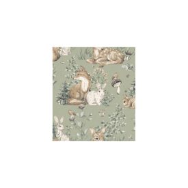 MiniMe - Erdő állatai zöld tapéta 17105