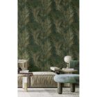 Terra (Parato) - Sötét alapon színes levél mintás tapéta 43815