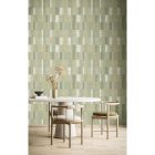 Terra (Parato) - Geometriai mintás zöld tapéta 43835
