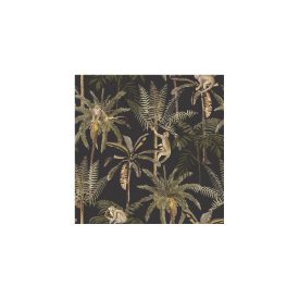 Arboretum - Dzsungel mintás majmos fekete tapéta - 91102