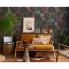 Arboretum - Geometriai mintás kék-narancs tapéta 91712