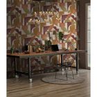 Arboretum - Geometriai mintás narancs-bézs tapéta 91714