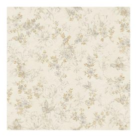 Bézs alapon arany pillangós és kis virágos tapéta