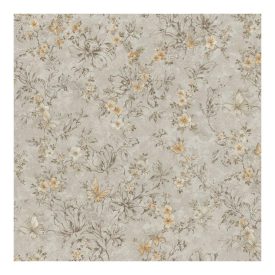 Szürke alapon arany pillangós és kis virágos tapéta