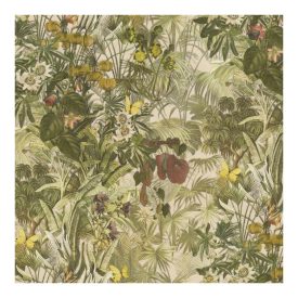 Kerti virágos zöld tapéta