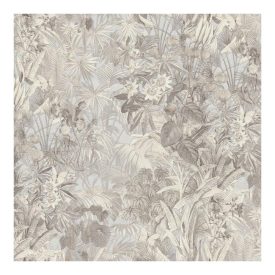 Kerti virágos szürke tapéta