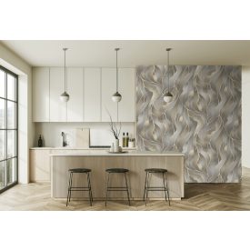   Feature Walls - Selyemfényű szürke levelek tapéta 2,12x2,8m  