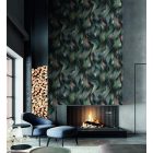 Feature Walls - Selyemfényű fekete levelek tapéta 2,12x2,8m  