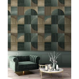 Feature Walls - Modern fa mozaik kék tapéta  1,06x2,8m  