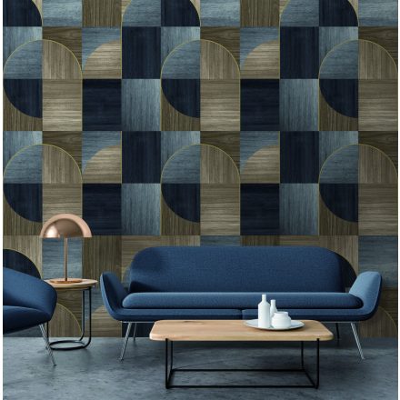 Feature Walls - Modern fa mozaik sötét kék tapéta  1,06x2,8m  