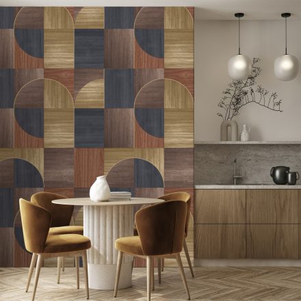 Feature Walls - Modern fa mozaik sötét barna tapéta  1,06x2,8m  