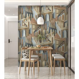 Feature Walls - Végtelen házak barna tapéta  2,12x2,8m  