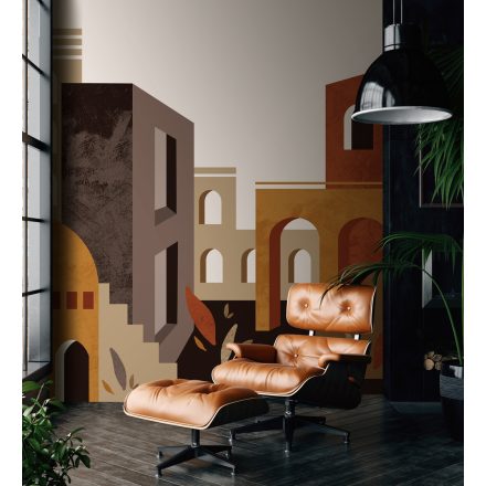 Feature Walls - Városi mozaik barna tapéta  2,65x2,8m  