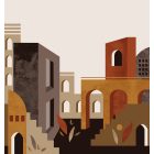 Feature Walls - Városi mozaik barna tapéta  2,65x2,8m  