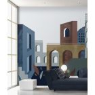 Feature Walls - Városi mozaik kék tapéta  2,65x2,8m  