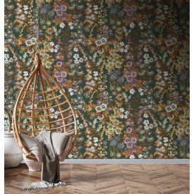 Feature Walls - Elegáns virágos zöld tapéta 1,06x2,8m  
