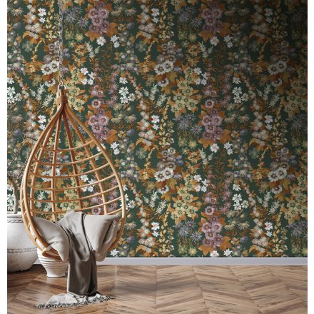 Feature Walls - Elegáns virágos zöld tapéta 1,06x2,8m  