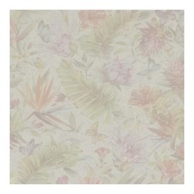 Halvány színes aranyló virágos tapéta fehér alapon