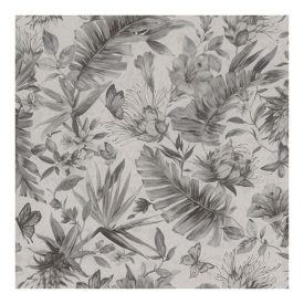 Fekete-fehér pillangós-virágos tapéta