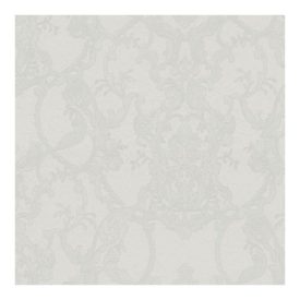   Fehér klasszikus virág mintás tapéta ezüstös csillogással